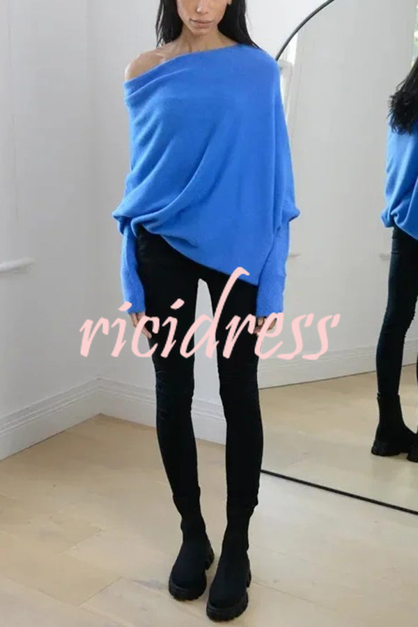 Solid Color Round Neck Long Sleeve Loose Knitted Sweater