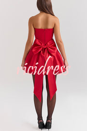 Stylish Sleeveless Off-shoulder Elegant Large Bow Mini Dress