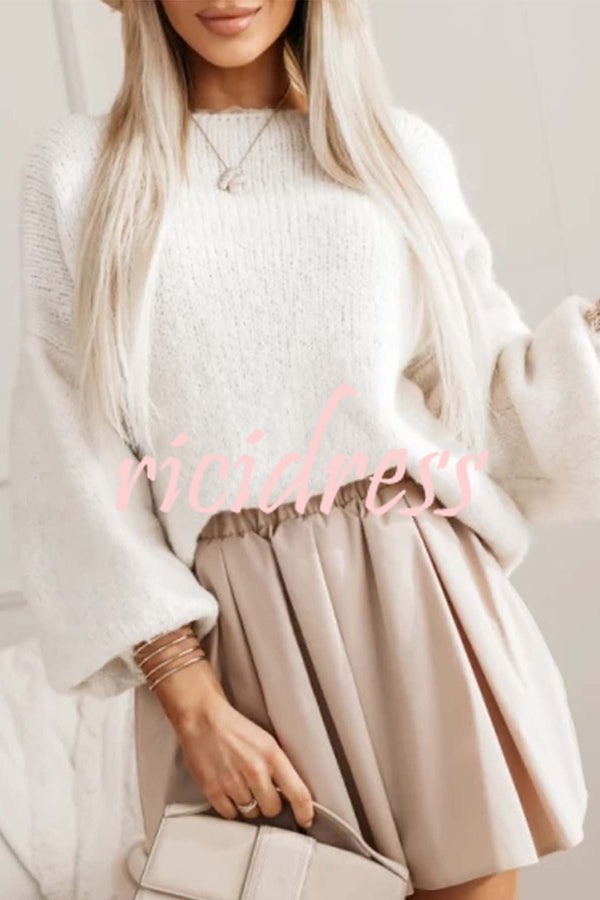 Solid Color Loose Open Back Bow Knitted Casual Sweater