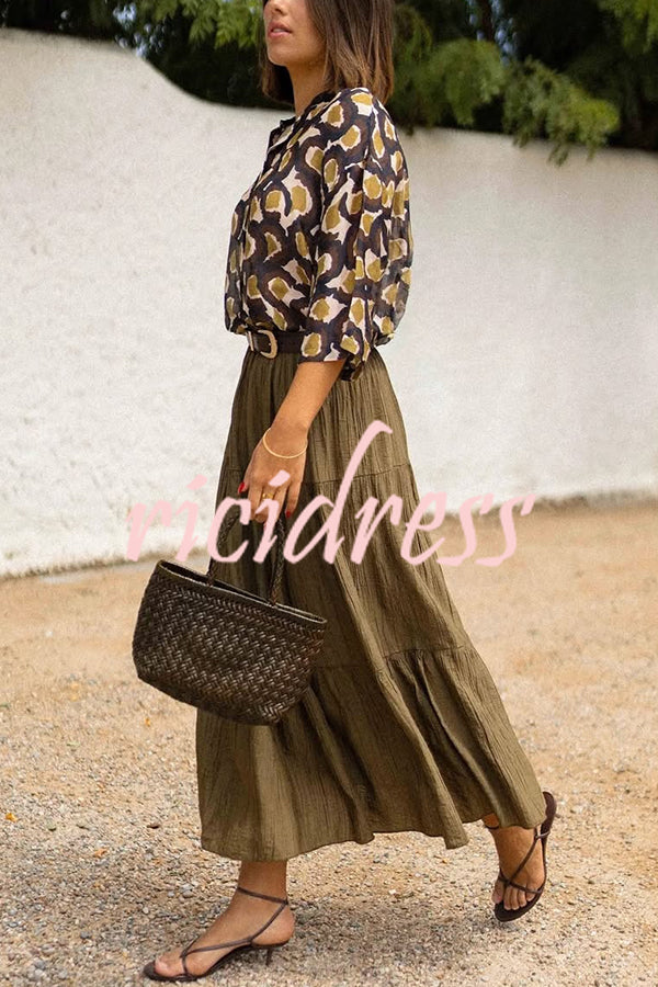 Unique Printed Lapel Button-down Loose Casual Shirt