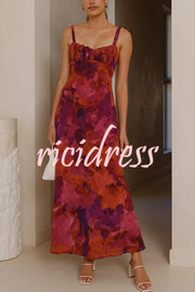 Fashion Tie-dye Backless Suspender Holiday Maxi Dress