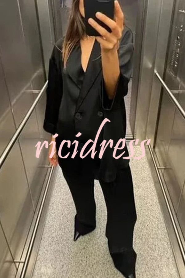 Fashionable Wrinkled Lapel Long-sleeved Loose Blazer