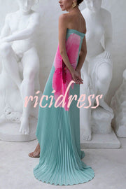 All about Her Pleated Floral Print Off Shoulder A-line Maxi Dress