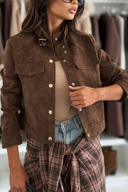 Fashionable Metal Button Long-sleeved Casual Short Jacket