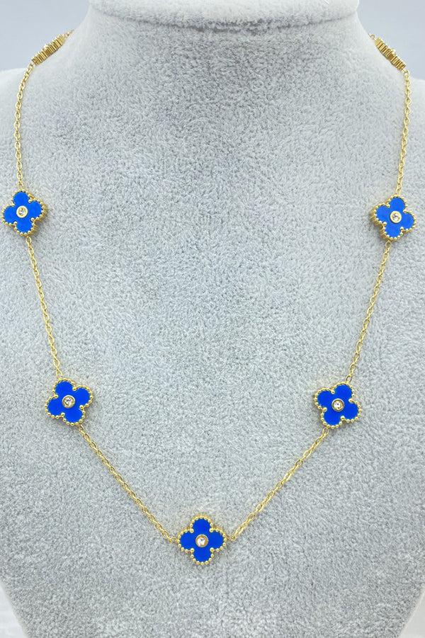 A Fresh and Elegant Lucky Four-leaf Clover Diamond Necklace