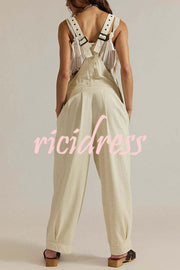 Fashionable Casual Side Pocket Button Loose Denim Overalls