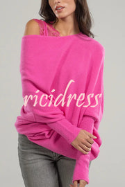 Solid Color Round Neck Long Sleeve Loose Knitted Sweater