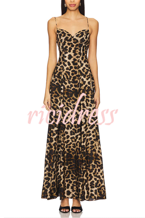 In The Maldives Leopard Waisted A-line Slip Maxi Dress