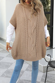 Solid Color Loose Turtleneck Shawl-style Knit Sweater