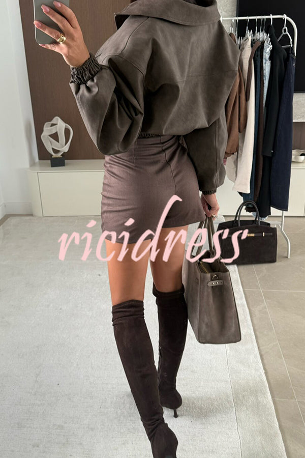 Perfect Match High Rise Zipper Waist Side Slit Skort