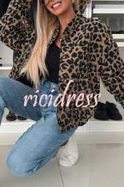 Leopard Print Loose Long-sleeved Pocket Casual Jacket
