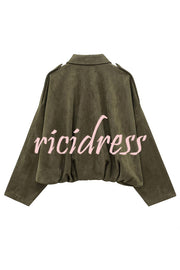 Fashion Lapel Long-sleeved Casual Bomber Jacket