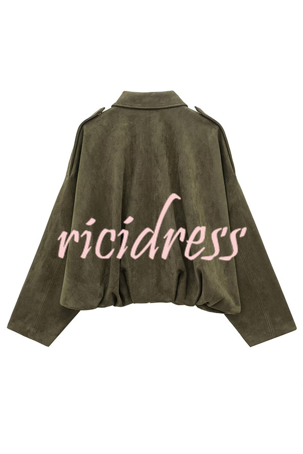 Fashion Lapel Long-sleeved Casual Bomber Jacket