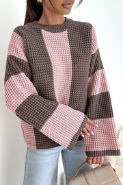 Fashionable Colorblock Loose Long-sleeved Casual Knitted Sweater