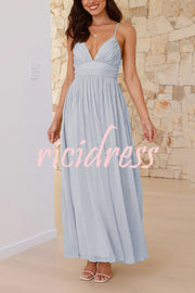 Solid Color Sexy Suspender Backless Lace-up Slim Maxi Dress