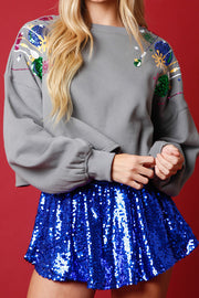 Jingle Bells Sequined Long Sleeved Pullover Sweatshirt