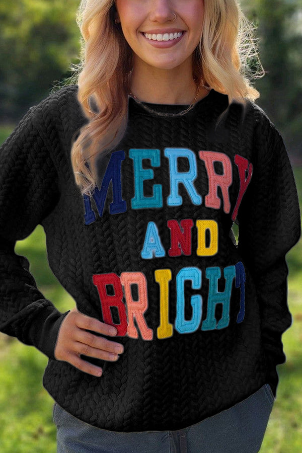 Christmas Letter Print Loose Casual Long-sleeved Sweatshirt