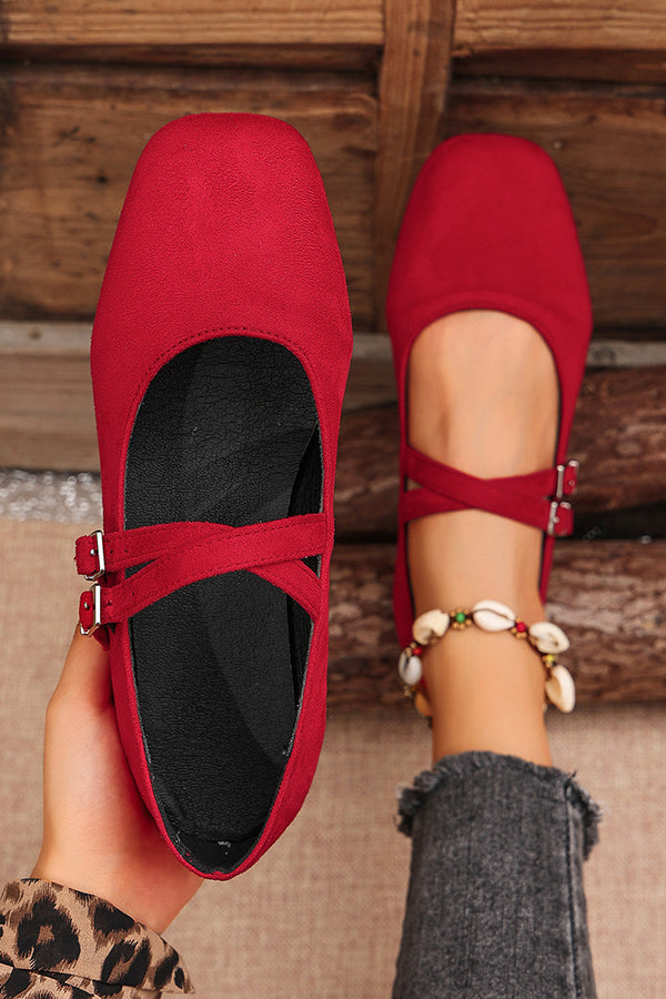 Fashionable Buckled Suede Round Toe Casual Shoes