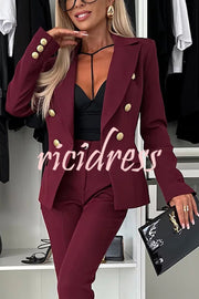 Feeling of Confidence Metal Button Long Sleeve Lapel Blazer