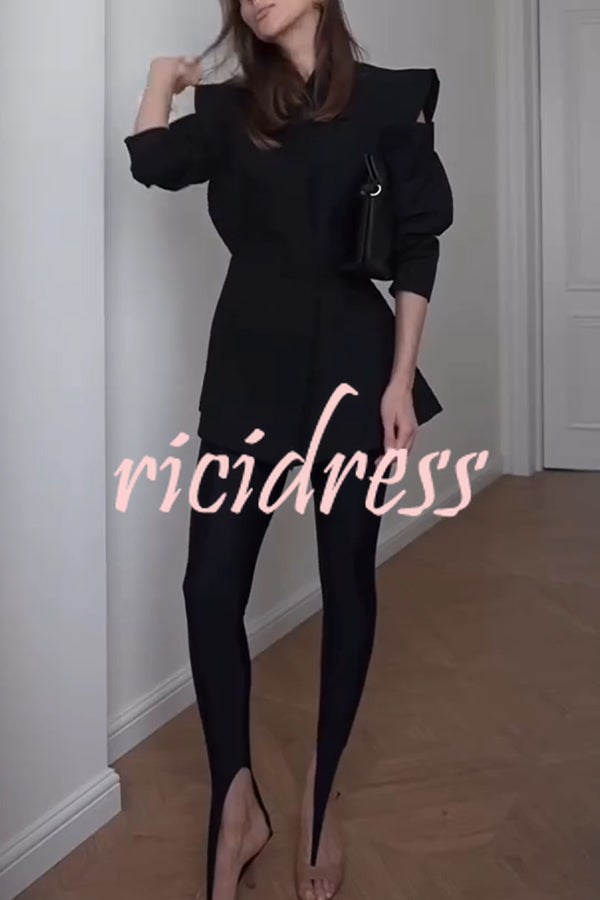 Fashionable Pioneer Stand V-neck Split Sleeve Loose Blazer