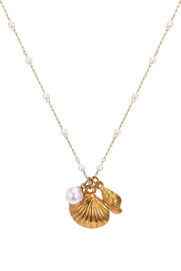 Ocean Series Pearl Accessories Starfish and Conch Shell Necklace