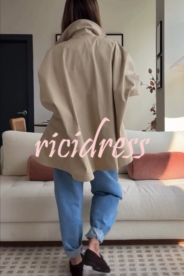 Timeless Fashion Button-breasted Wide Sleeve Pocket Twill A-line Jacket
