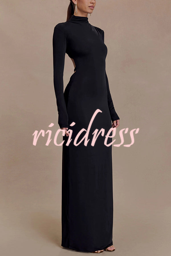 Sexy Backless Long-sleeved Stretch Slim-fit Maxi Dress