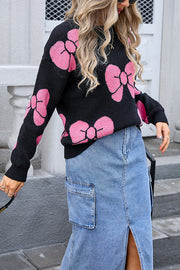 Fashionable Loose Round Neck Knitted Bow Sweater