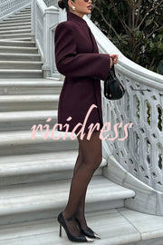 Solid Color Lapel Long Sleeve Casual Pocket Long Blazer