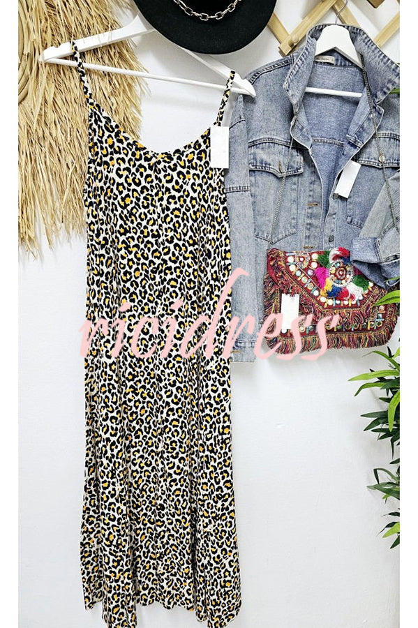 Vacay State of Mind Leopard Print A-line Slip Maxi Dress