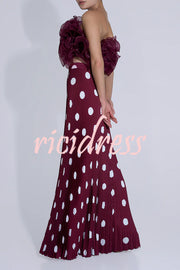 Eye-catching Organza Multi-layer Petal Ruffles Details Strapless Tank