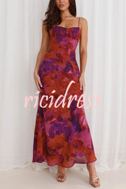 Fashion Tie-dye Backless Suspender Holiday Maxi Dress