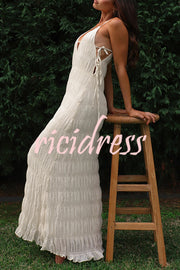 Passion and Romance Pleated Side Tie-up A-line Maxi Dress