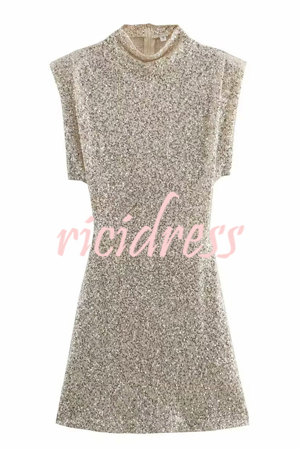 Adorable Sexy Vibes Sequin Wide Sleeve Mini Dress