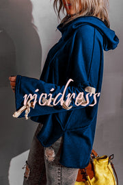Lace Up Hooded Dolman Sleeve Hoodie