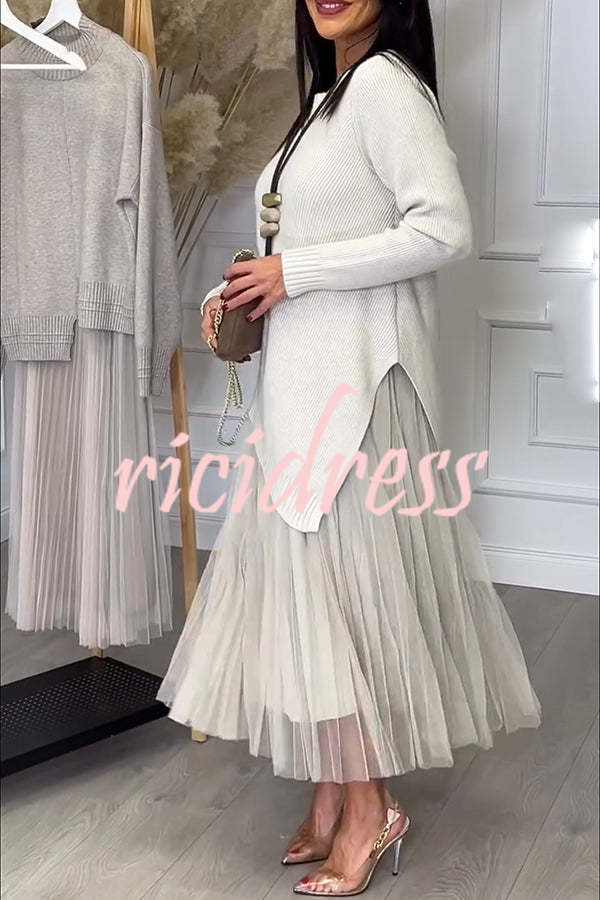 Jensine Pleated Tulle Tank Loose Midi Dress