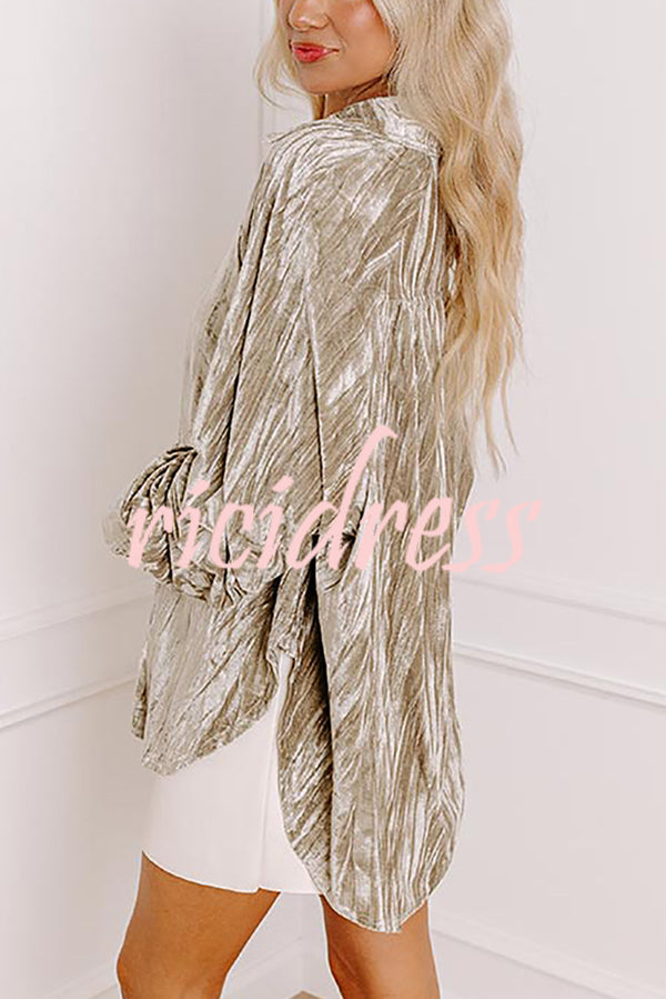Solid Color Velvet Light-sensitive Drape Loose Shirt