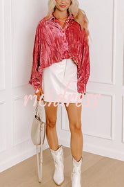 Solid Color Velvet Light-sensitive Drape Loose Shirt
