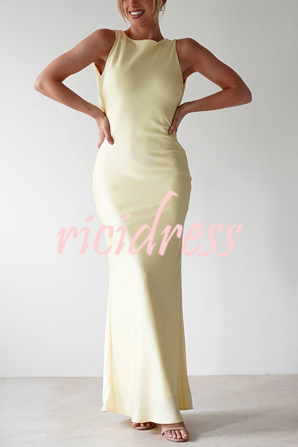 Solid Color Sexy Backless Lace-up Elegant Slim Maxi Dress