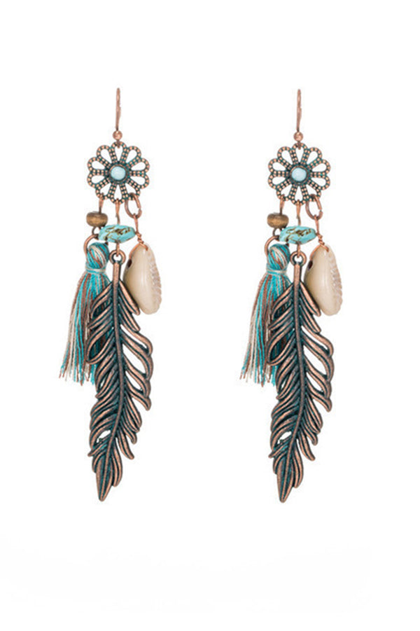 Fashionable Hollow Carved Alloy Tassel Retro Earrings