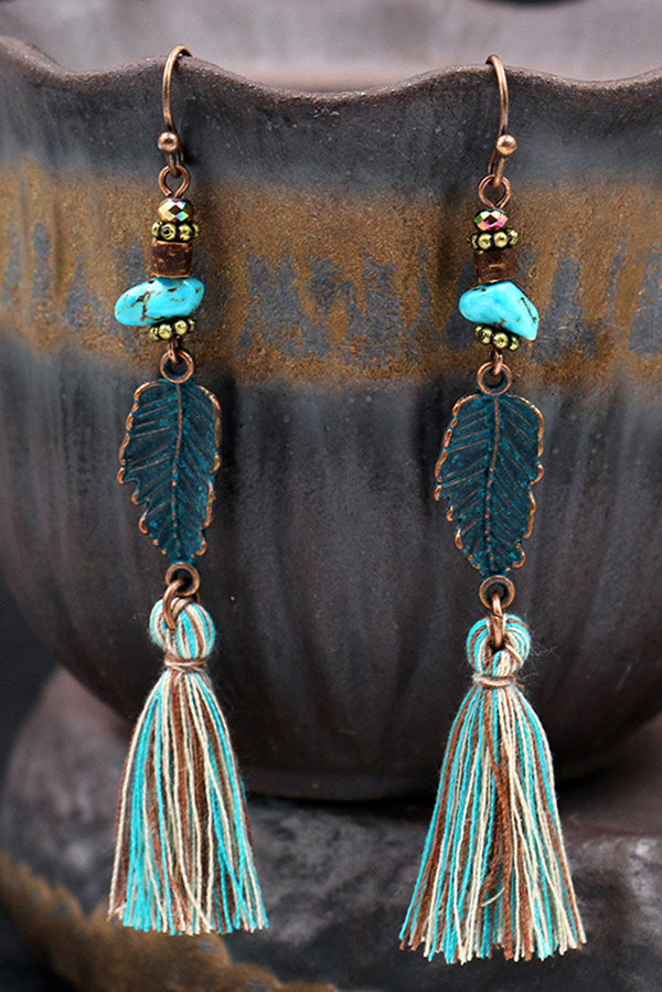 Fashionable Hollow Carved Alloy Tassel Retro Earrings