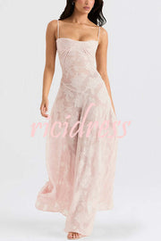 Fashion Sexy Suspenders See-through Holiday Slim Maxi Dress