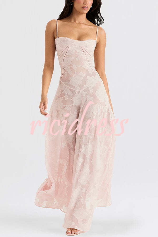 Fashion Sexy Suspenders See-through Holiday Slim Maxi Dress