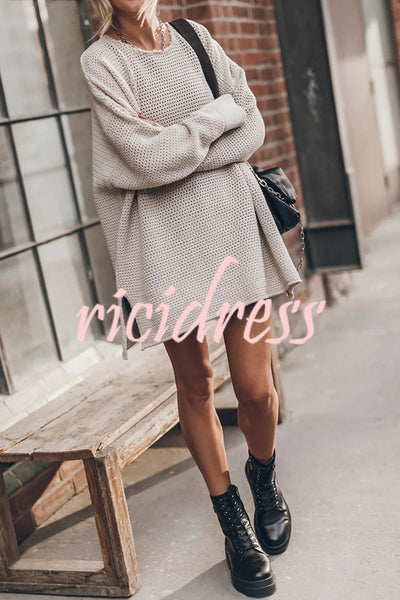 Cup of Cozy Knit Oversized Slit Side Sweater