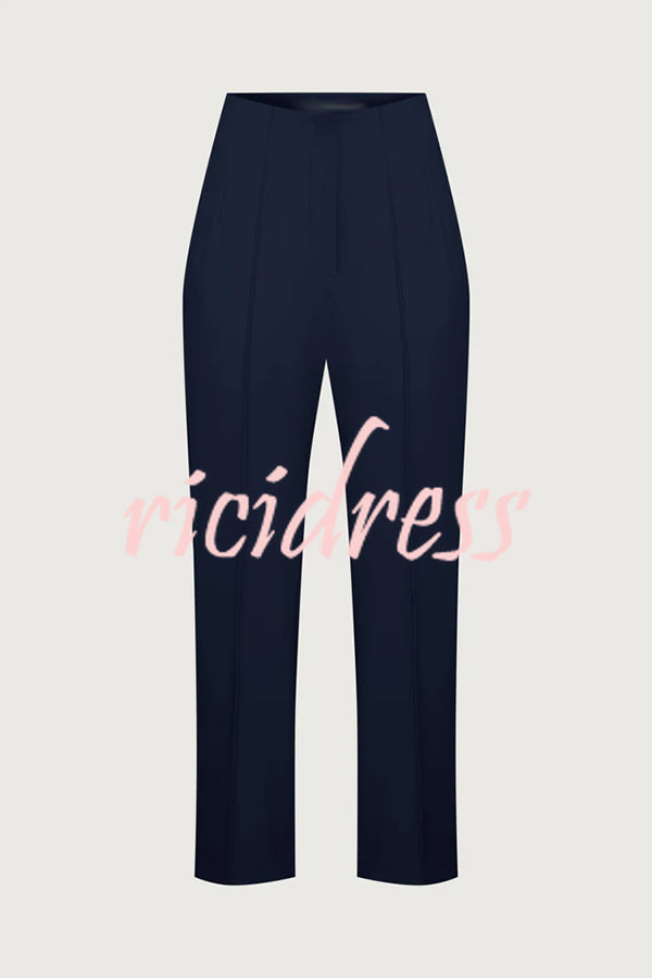 Exquisite and Fashionable High Waist Pocketed Straight Leg Pencil Pants