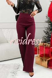 Joelie High Rise Elastic Waistband Side Lace Patchwork Flare Pants