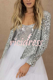 I'm Down To Party Sequin Open Front Crop Jacket