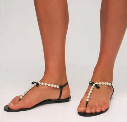 Casual Fashionable Pearl Beaded Sandals