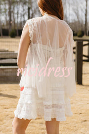Light and Cute Tulle Lace Inner Wear High Neck Cape Top