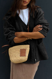 Solid Color V-Neck Button Casual Pocket Knit Cardigan